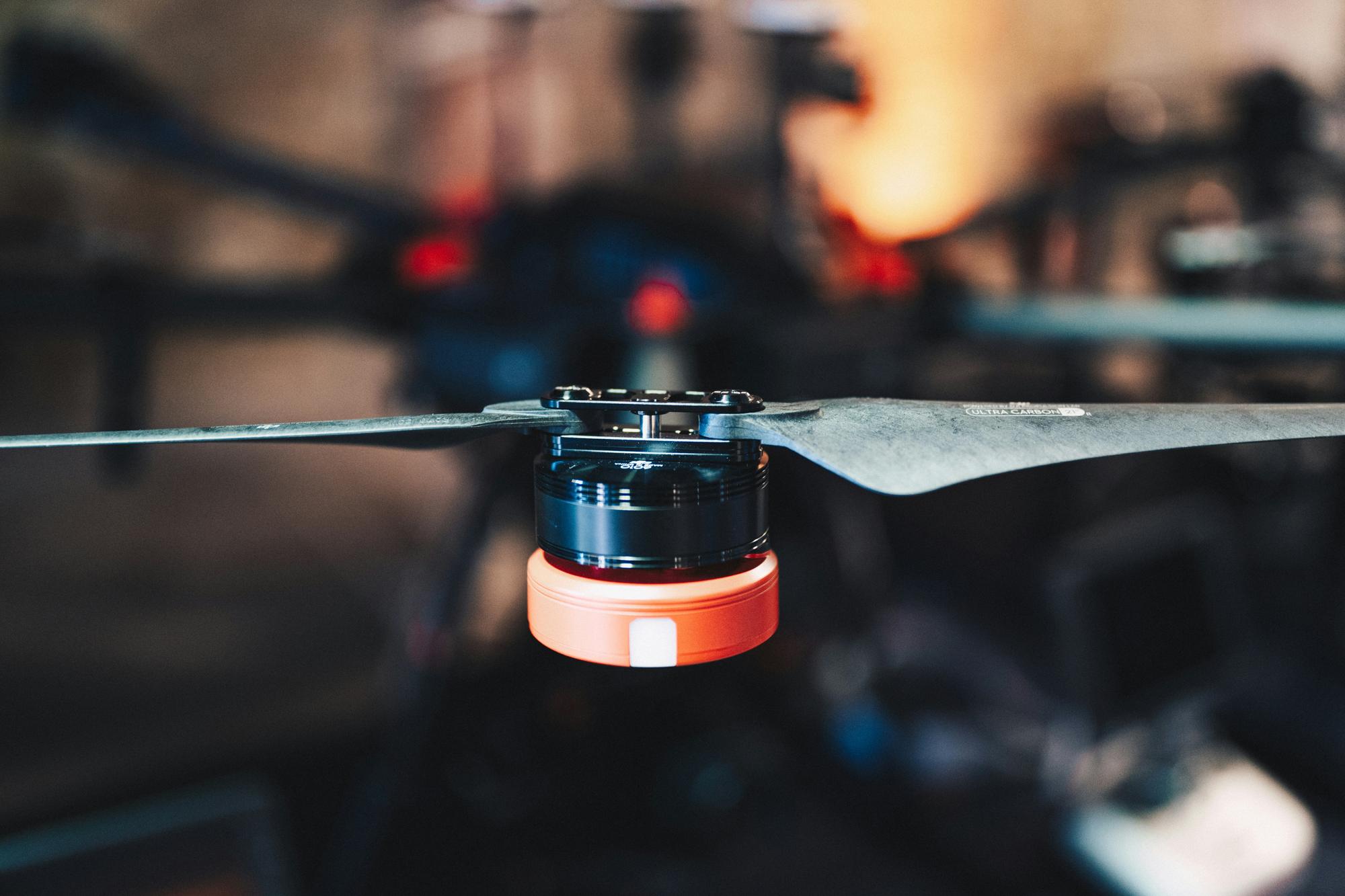 Close-up of a racing drone motor
